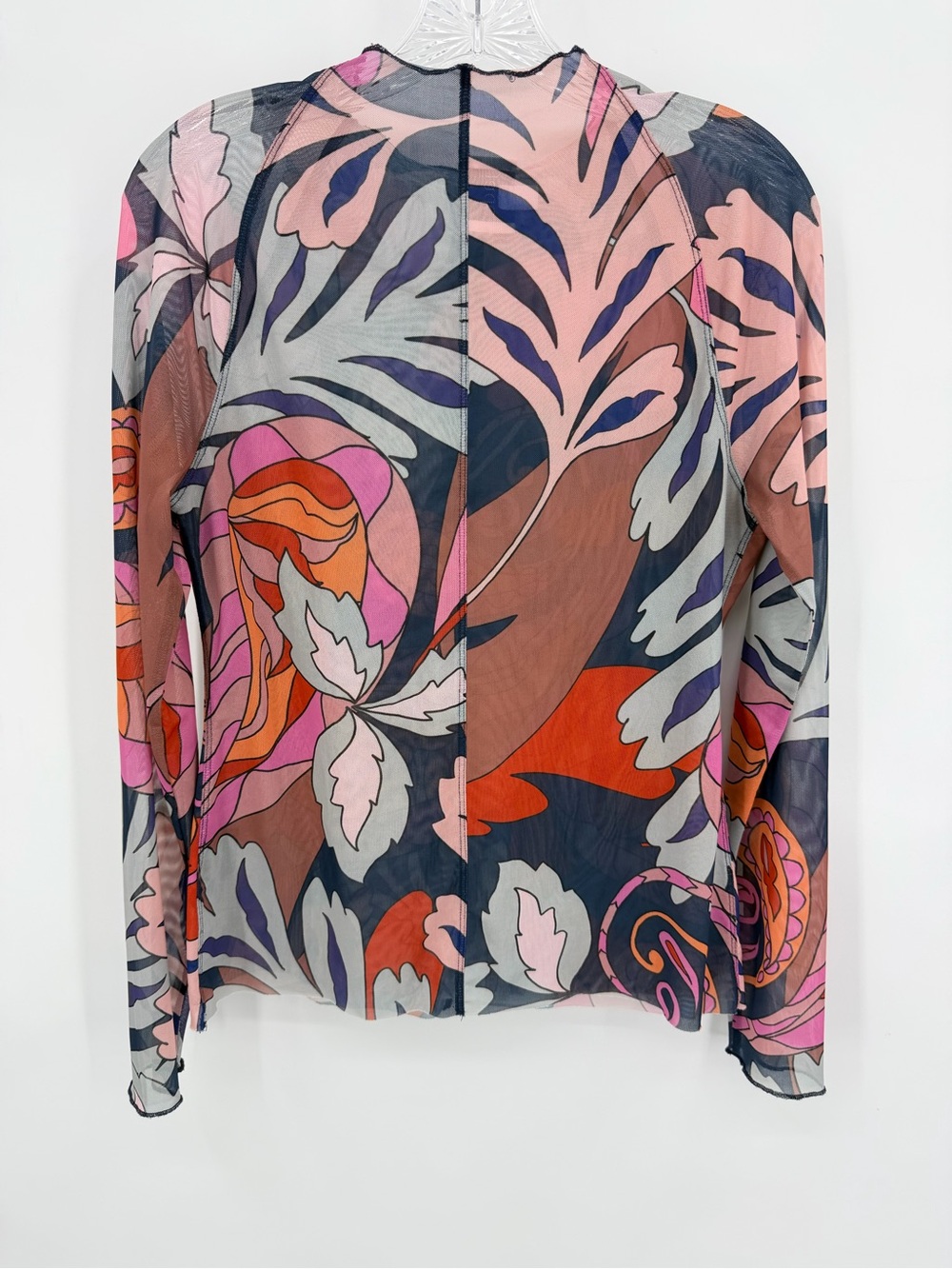 Johnny Was Jade Jaylin Mesh Long Sleeve Tee Sereina Multicolor Print Size M - Picture 8 of 11